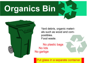 green organic debris bin